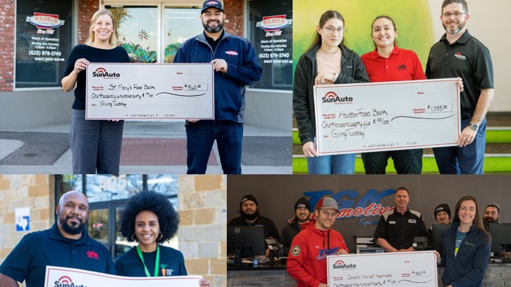 Sun Auto Tire & Service Inc. helped raise more than $17,000 for 35 Feeding America food banks.