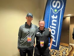 Klyde Thompson is the last of the original Tire Factory dealers. He's never missed an annual meeting of the group, and this year, he's recovering from a car accident and his doctor advised he not fly. So he and his wife took Amtrack and spent five days traveling one way from Astoria, Oregon, to the annual Point S meeting in Florida. Here he's pictured his his store manager Michael Bannett. Klyde Thompson is the last of the original Tire Factory dealers. He's never missed an annual meeting of the group, and this year, he's recovering from a car accident and his doctor advised he not fly. So he and his wife took Amtrack and spent five days traveling one way from Astoria, Oregon, to the annual Point S meeting in Florida. Here he's pictured his his store manager Michael Bannett.