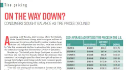 MTD's 2025 Facts Issue contains more commentary, plus an in-depth look at average tire prices in the U.S. across two tiers, tire pricing in new geographic regions and online tire pricing across a wide range of e-commerce platforms.