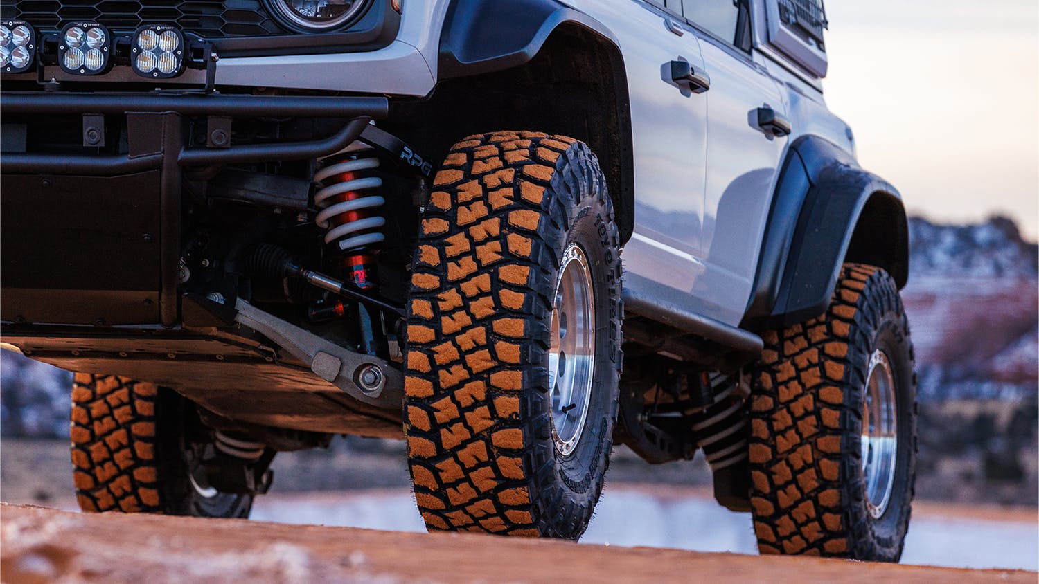According to Toyo officials, the Open Country R/T Pro bridges the gap between the R/T Trail, a rugged terrain A/T tire, and the Open Country M/T, a maximum traction tire.
