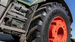 “Being able to run at lower air pressures allows for a larger footprint to spread out the weight of the tractor,” says Dave Paulk, manager, field technical services, BKT USA Inc. “This allows for better traction, less slippage, less soil compaction and reduced fuel usage. Less soil compaction leads to better yields and more farm income.” “Being able to run at lower air pressures allows for a larger footprint to spread out the weight of the tractor,” says Dave Paulk, manager, field technical services, BKT USA Inc. “This allows for better traction, less slippage, less soil compaction and reduced fuel usage. Less soil compaction leads to better yields and more farm income.”