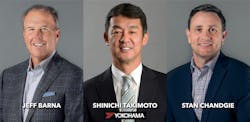 Jeff Barna and Stan Chandgie are both adding responsibilities in Canada and Mexico with promotions for Yokohama Corporation of North America, while Shinichi Takimoto will assume roles in Japan as the head of Yokohama's Japan Tire Business and OE Tire Sales and Marketing. Jeff Barna and Stan Chandgie are both adding responsibilities in Canada and Mexico with promotions for Yokohama Corporation of North America, while Shinichi Takimoto will assume roles in Japan as the head of Yokohama's Japan Tire Business and OE Tire Sales and Marketing.