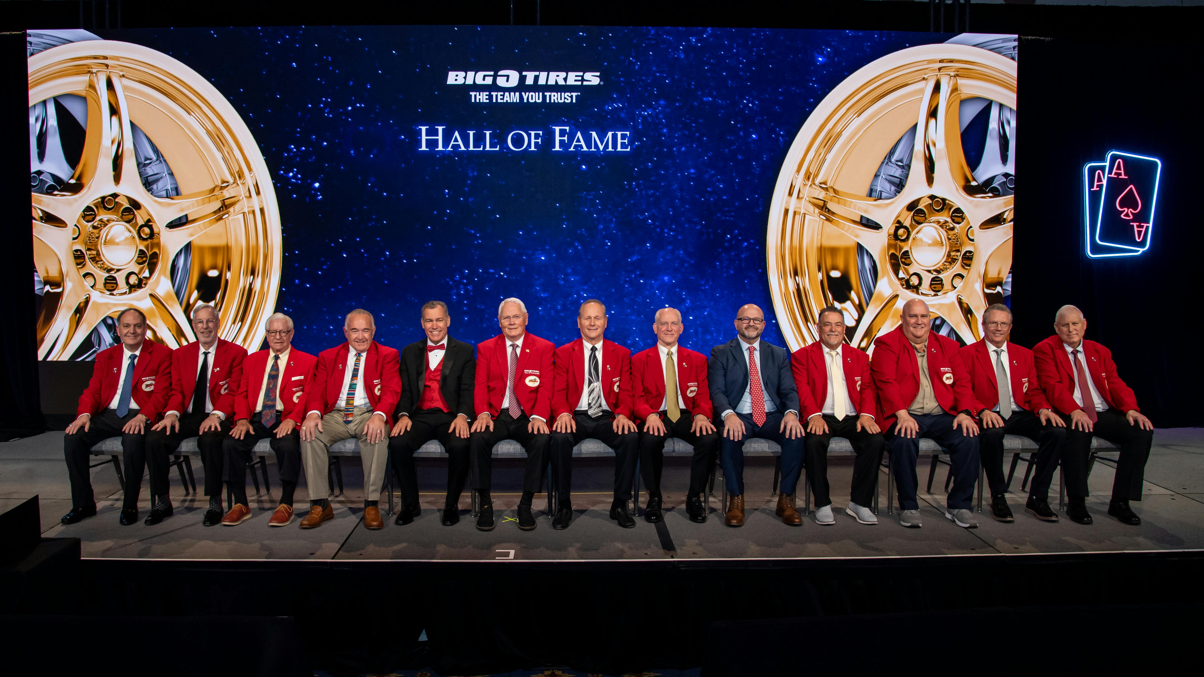 Big O Tires Hall of Fame members gathered at the franchise program's recent convention in Las Vegas. Nev.