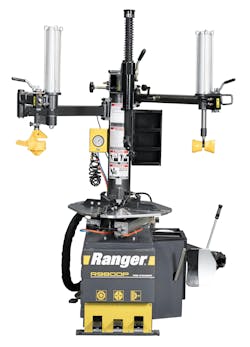 According to officials, this is the first Ranger swing-arm tire changer with two power assist arms, plus a new bead roller. The machine can handle low-profile tires, run-flat tires and high-performance tires as well as oversized truck wheels and off-road assemblies.