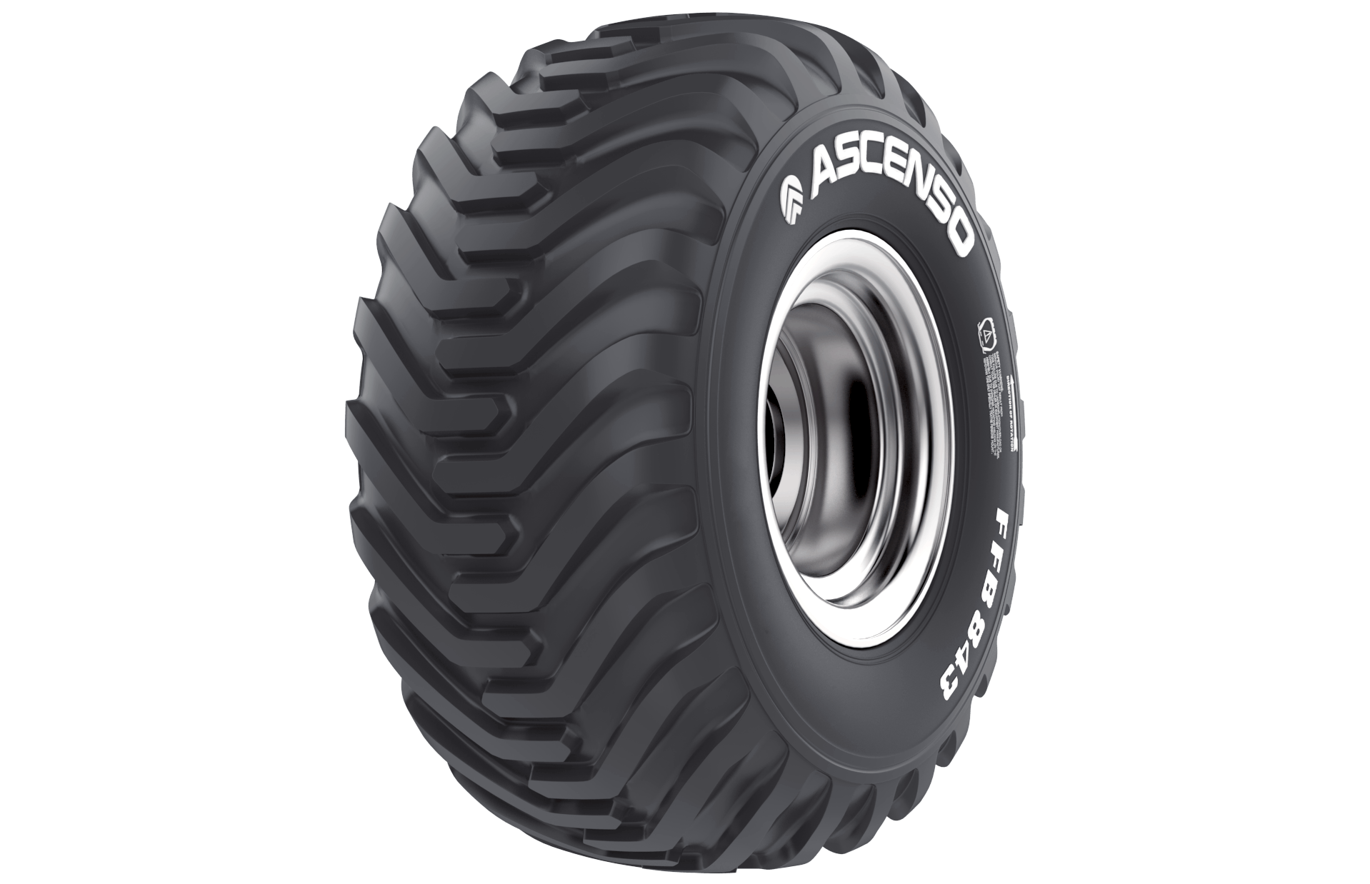 Highlights of the FFB 843 include a flotation tread design for traction and self-cleaning, a strong nylon carcass for high load-carrying capacity, center overlapping lugs for reduced tread wear, an optimized bead area to reduce the risk of bead failure and a Special Stubble Resistance compound that extends tire life and provides protection against stubble damage. Highlights of the FFB 843 include a flotation tread design for traction and self-cleaning, a strong nylon carcass for high load-carrying capacity, center overlapping lugs for reduced tread wear, an optimized bead area to reduce the risk of bead failure and a Special Stubble Resistance compound that extends tire life and provides protection against stubble damage.