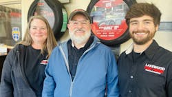 “You don’t need a hard sell,” says Rich Birsic, center, with wife and Lakewood Tire Pros co-owner, Kim, and their son, Wil, who co-manages the dealership. (Wil is the third generation of the Birsic family to work in the business.) “You just need to earn the customer’s confidence.” “You don’t need a hard sell,” says Rich Birsic, center, with wife and Lakewood Tire Pros co-owner, Kim, and their son, Wil, who co-manages the dealership. (Wil is the third generation of the Birsic family to work in the business.) “You just need to earn the customer’s confidence.”