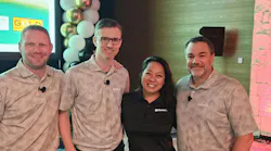 Chris Charity, vice president of sales for Continental Tire the Americas LLC (pictured, far right), told Gold Retailer meeting attendees that the program has about 2,500 dealers representing around 4,000 rooftops. (Also pictured, from left to right, Brian Beierwaltes, head of marketing for Continental; Bjoern Glaeser, head of product management for Continental; and Debbie Richards, Continental's head of programs and planning.)