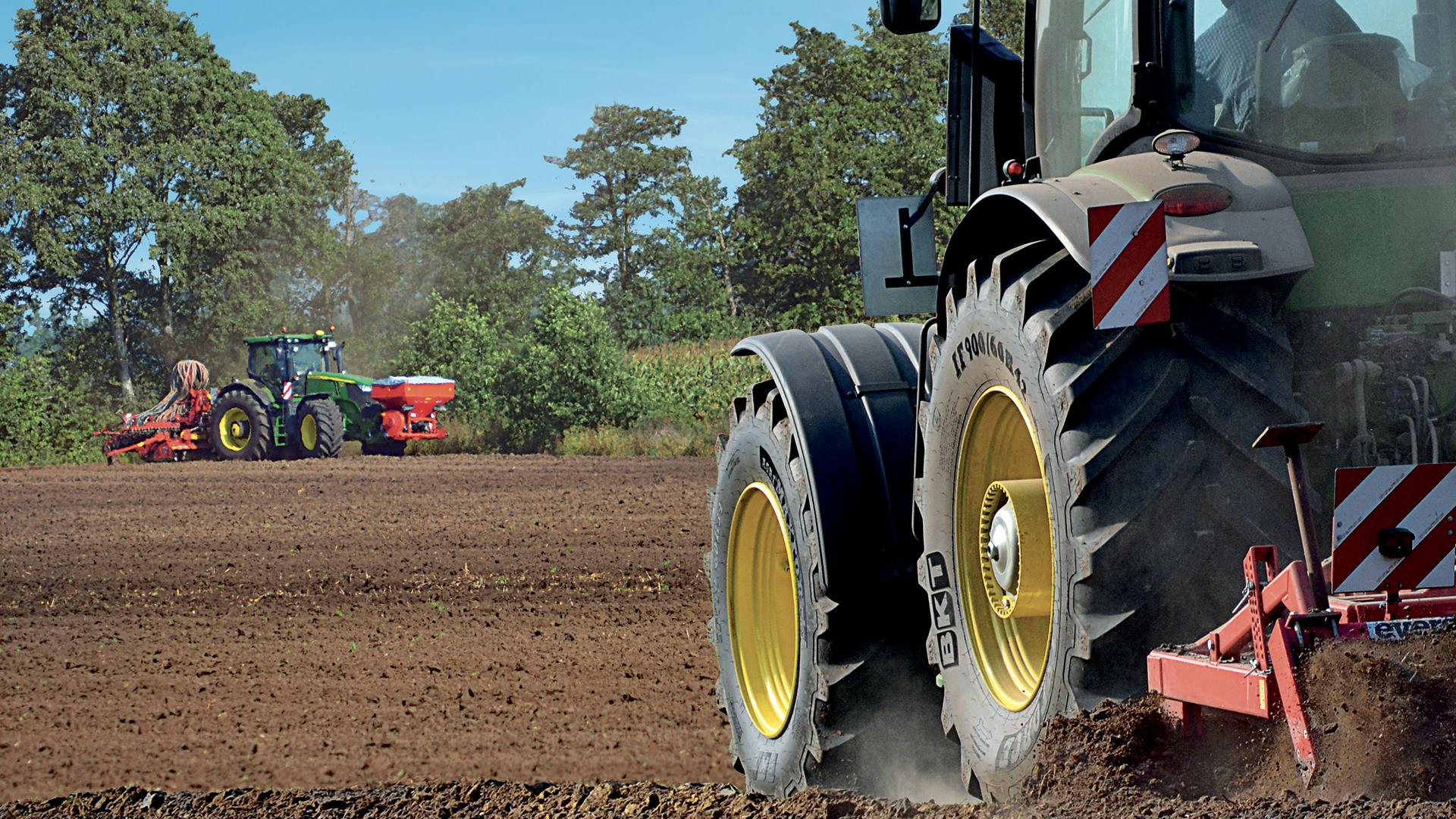 Lower air pressures can be used in radials to minimize soil compaction.