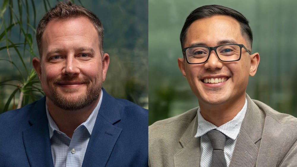 Cliff Stewart, left, and Chris de Rosales, right, have both been promoted to associate vice president roles for Sumitomo Rubber North America (SRNA). Stewart will lead four-wheel replacement sales, and de Rosales will lead strategic planning.