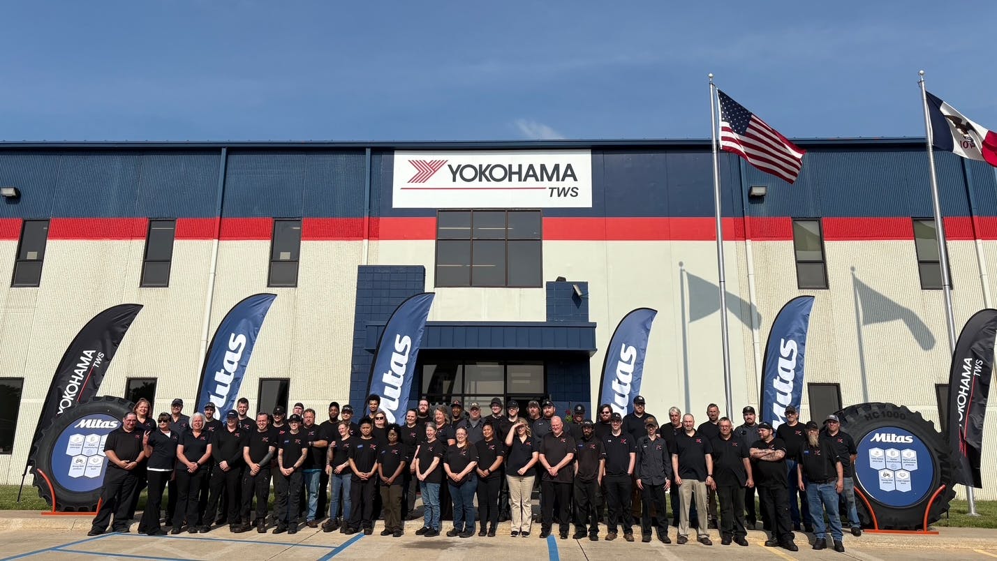Yokohama TWS' Mitas ag tire plant in Charles City, Iowa, will play a critical role in the further growth of the Mitas brand, say Yokohama TWS officials. (Pictured, first shift workers at the plant, which opened in 2012 and manufactures radial tires for a wide range of agricultural applications.)