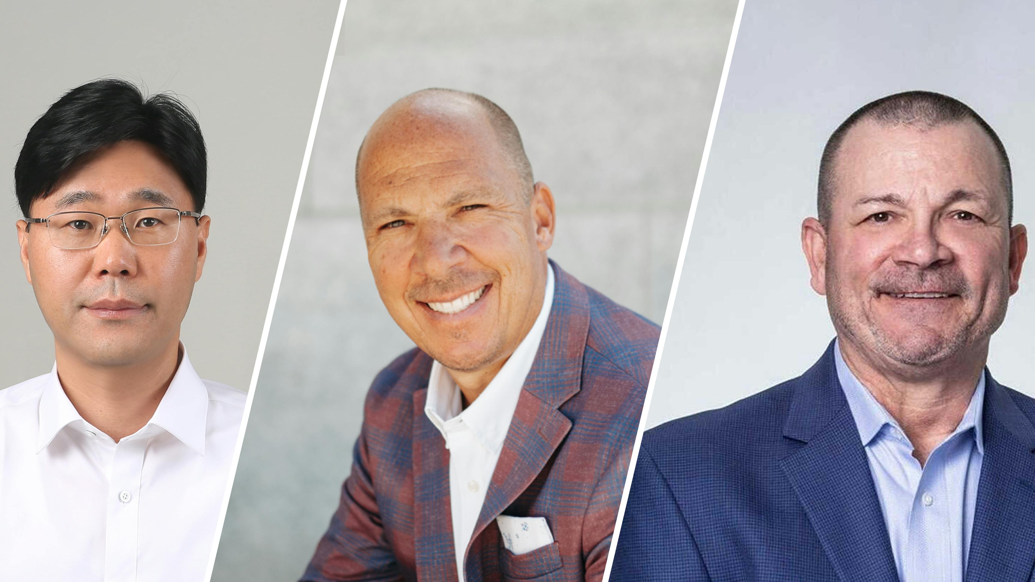 From left to right, Ken Cho, senior vice president of North America marketing, Hankook Tire America Corp.; K.C. Jensen, vice president of U.S. PC/LT sales; and Mark Roe, vice president of U.S. TBR sales.