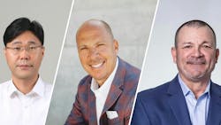 From left to right, Ken Cho, senior vice president of North America marketing, Hankook Tire America Corp.; K.C. Jensen, vice president of U.S. PC/LT sales; and Mark Roe, vice president of U.S. TBR sales. From left to right, Ken Cho, senior vice president of North America marketing, Hankook Tire America Corp.; K.C. Jensen, vice president of U.S. PC/LT sales; and Mark Roe, vice president of U.S. TBR sales.