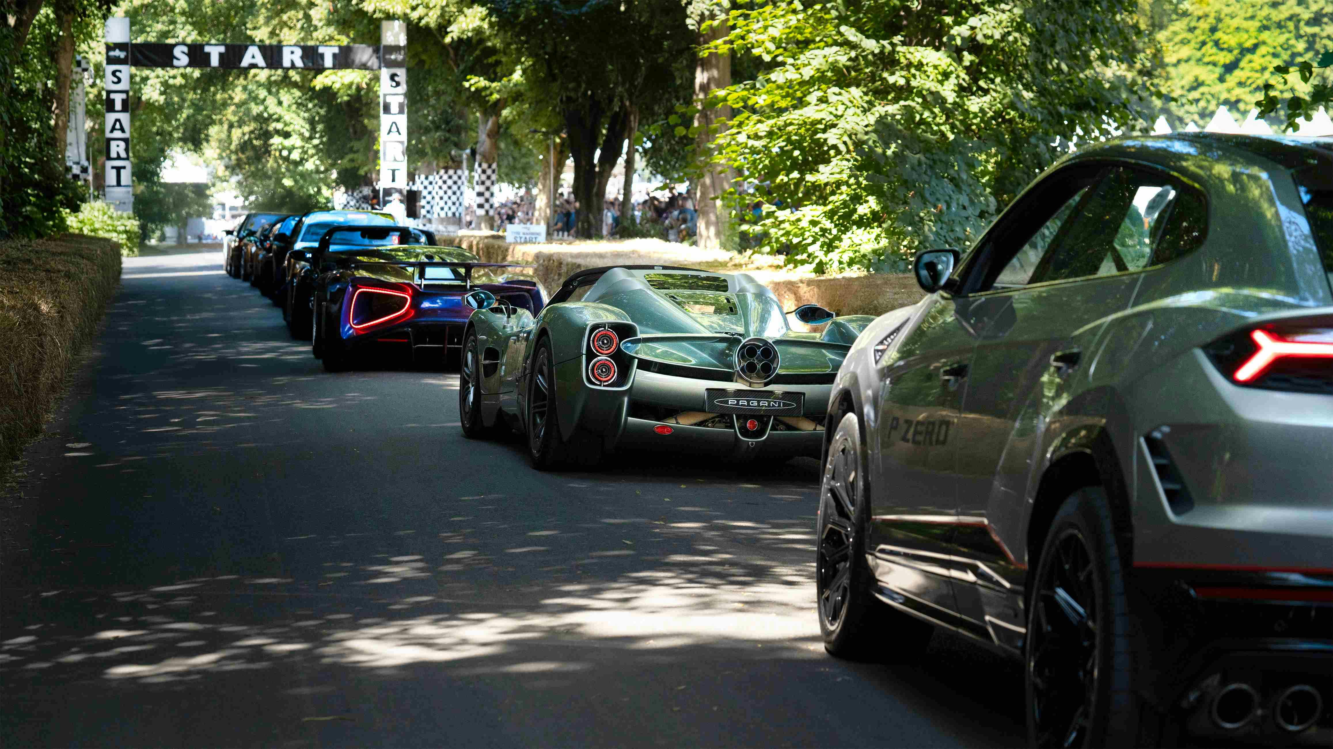 The cars in the parade tackled the famed Goodwood Hillclimb in West Sussex, England, and were selected to showcase the defining traits of the Pirelli P Zero.