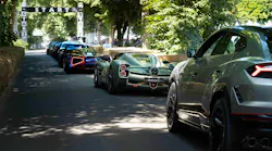 The cars in the parade tackled the famed Goodwood Hillclimb in West Sussex, England, and were selected to showcase the defining traits of the Pirelli P Zero.