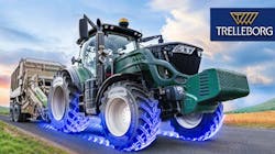 The new tire features a combination of Very High Flexion – Pressure Field Operations (VF-PFO) construction and Trelleborg’s patented ProgressiveTraction lug design for traction and floatation. The new tire features a combination of Very High Flexion – Pressure Field Operations (VF-PFO) construction and Trelleborg’s patented ProgressiveTraction lug design for traction and floatation.