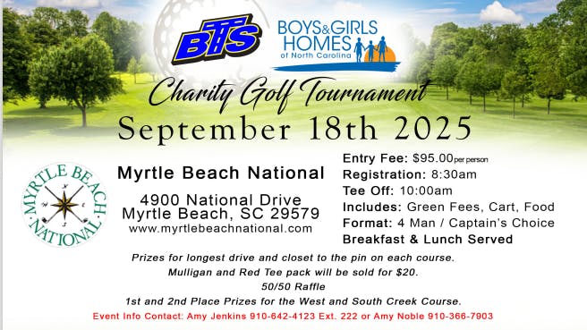 Black's Tire Service Inc. will host its annual charity golf tournament on Sept. 18, 2025. The event raises money for the Boys & Girls Homes of North Carolina.