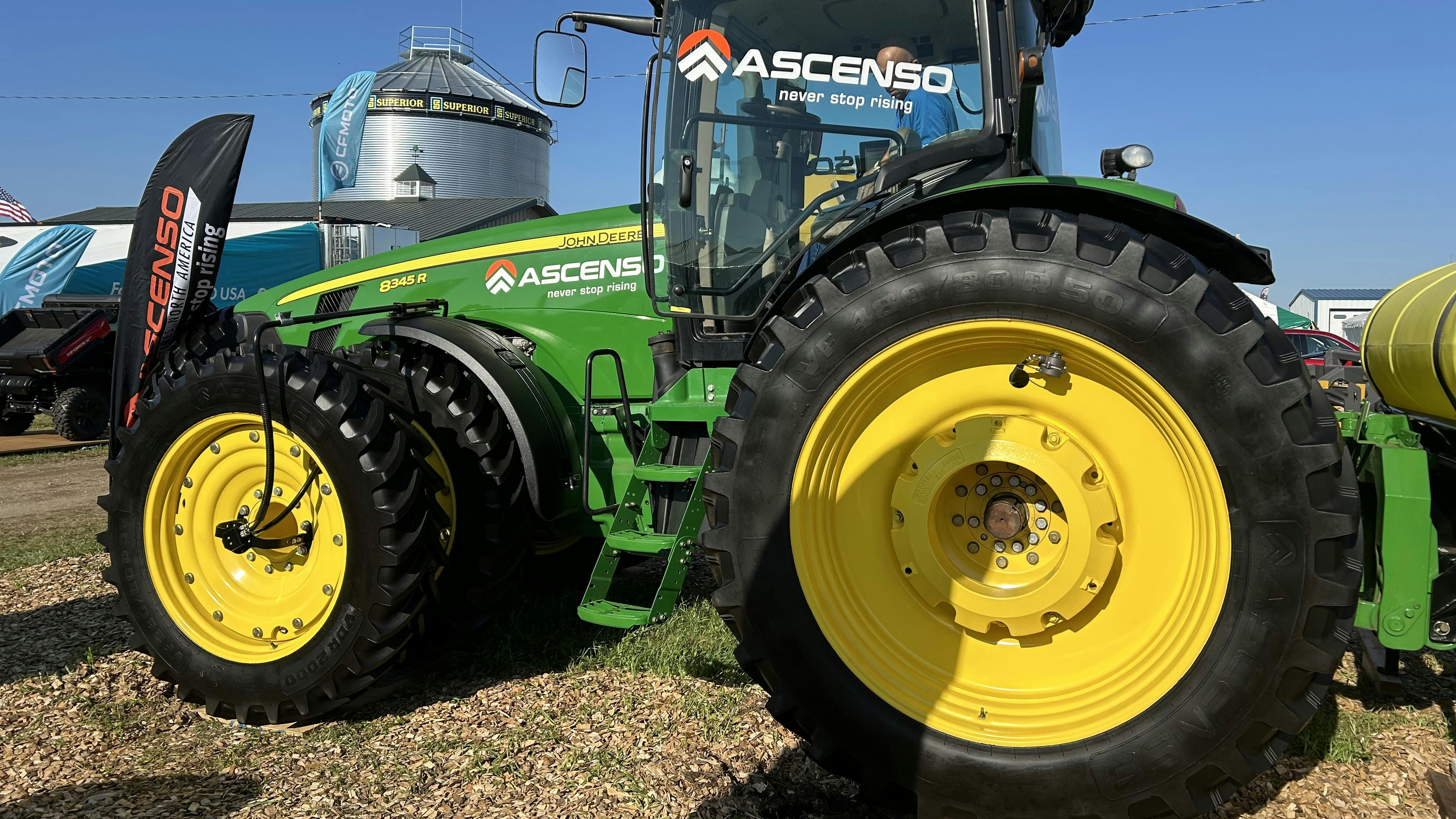 Inside its Farm Progress Show booth (#1116), Ascenso will stage live demonstrations of its steel-belted VF tires, integrated with central tire inflation system technology.