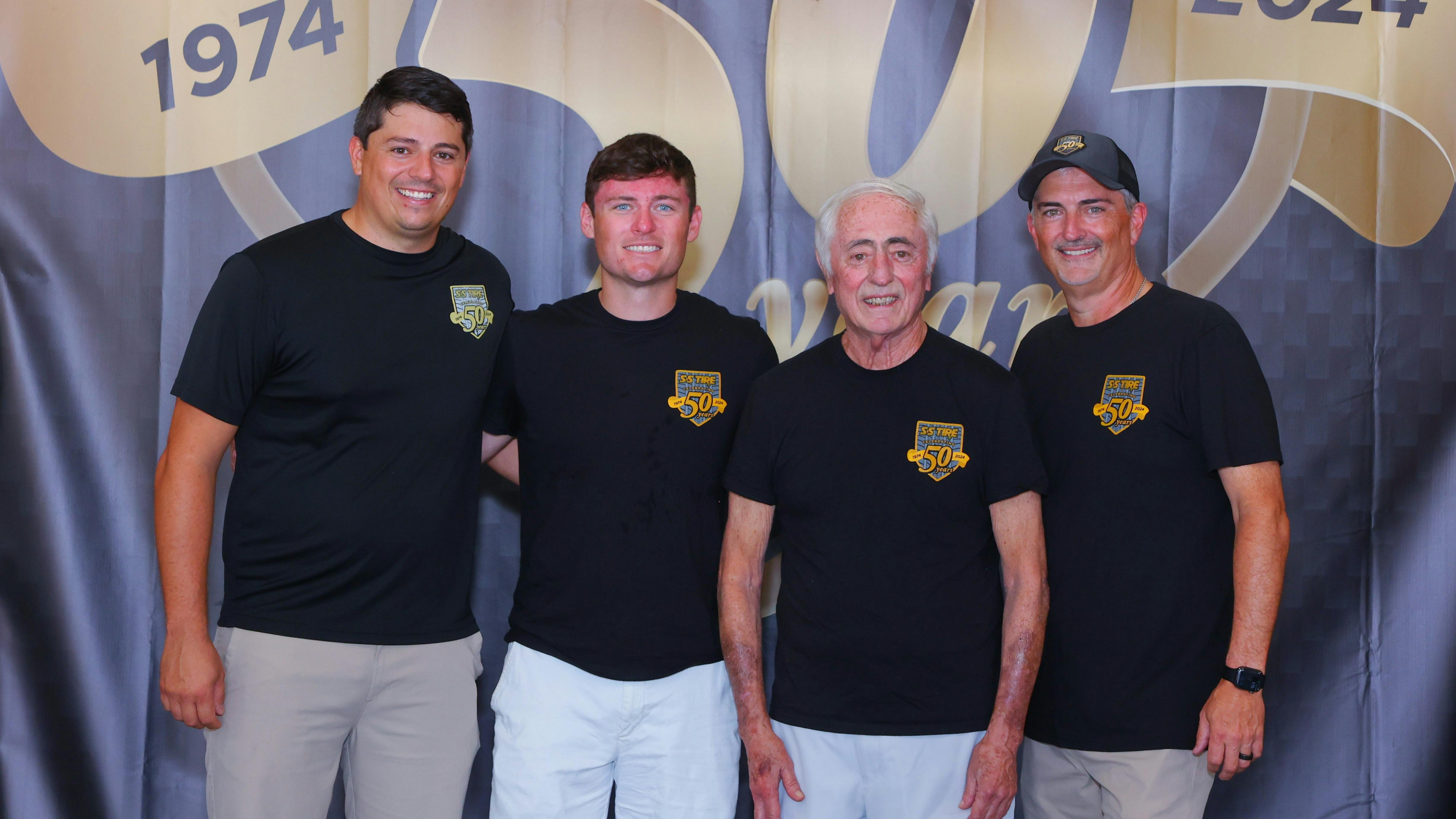 From left to right, Brock, Austen, Paul and Brooks Swentzel of S&S Tire, pictured at S&S Tire's 50th anniversary celebration last year.