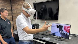 Using Oculus VR headsets that immerse participants in “a fully interactive 3D” setting, REMA-VRT “combines immersive VR (virtual reality) technology with industry-standard procedures to create a safe, hands-on learning environment without the risks or costs of physical equipment,' say Rema Tip Top North America officials. Using Oculus VR headsets that immerse participants in “a fully interactive 3D” setting, REMA-VRT “combines immersive VR (virtual reality) technology with industry-standard procedures to create a safe, hands-on learning environment without the risks or costs of physical equipment,' say Rema Tip Top North America officials.