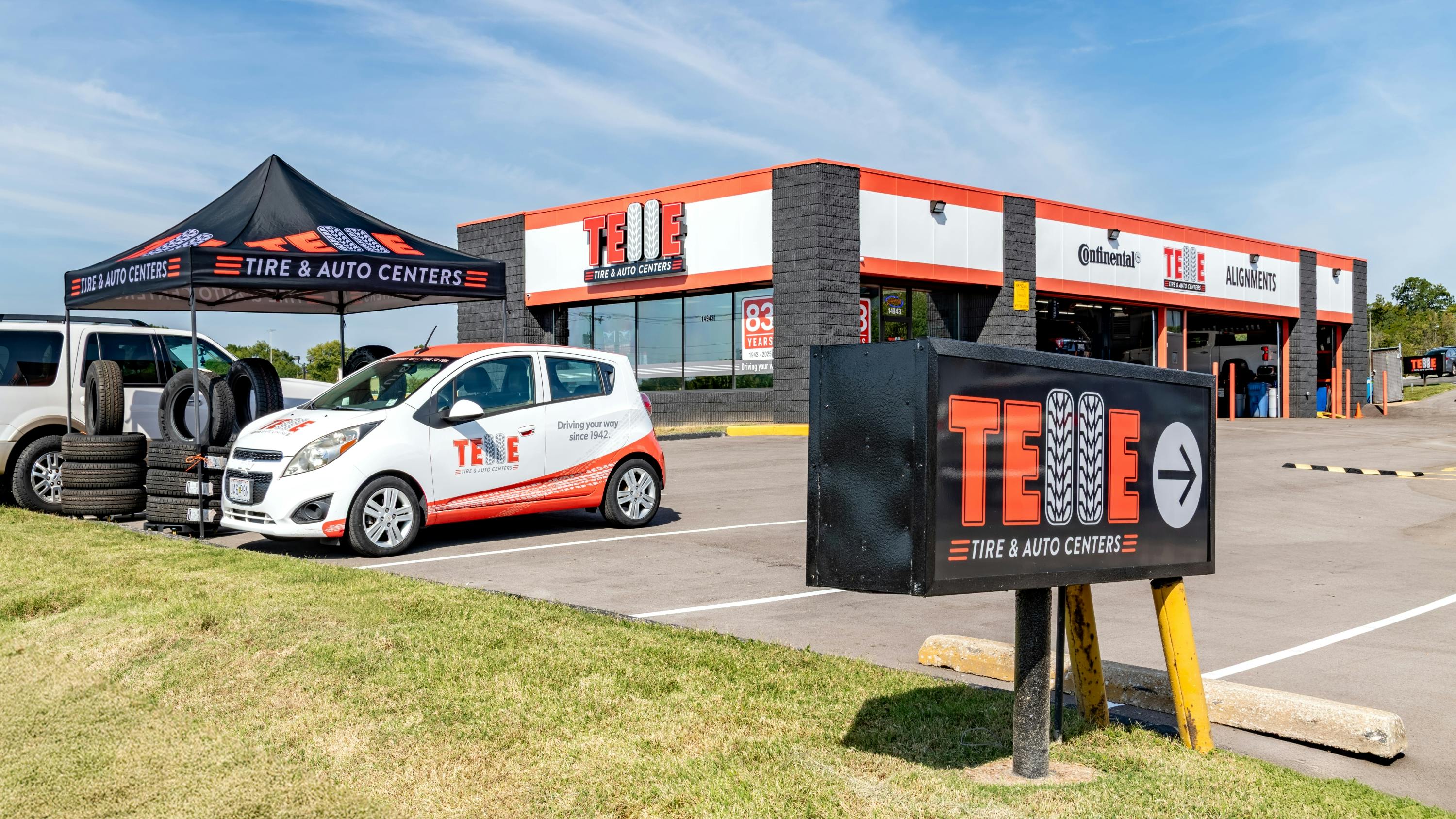 The new Telle Tire store in Ballwin, Mo. (pictured), has five service bays and employs Telle Tire & Auto Centers associates, while the dealership's new Chesterfield, Mo., store has seven associates and 10 service bays.