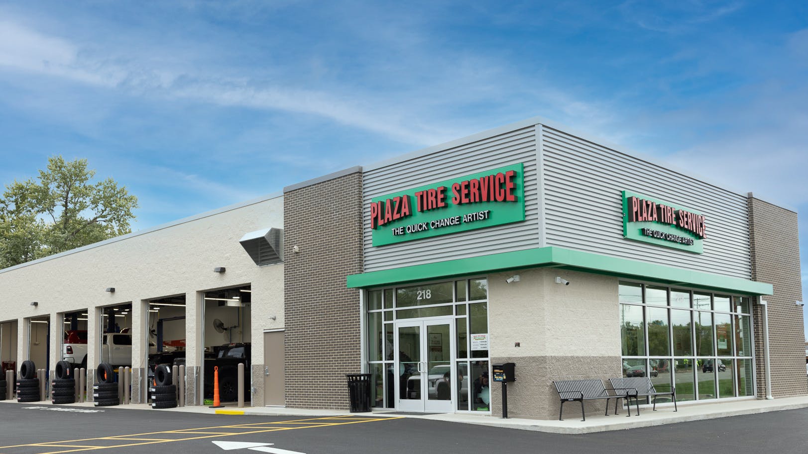 The new Plaza Tire Service store in Fairview Heights, Ill., has eight service bays and spans 6,500 square feet.