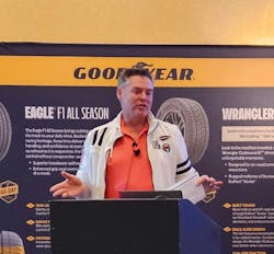 'It is absolutely our commitment to bring a top-notch product, top-notch products, filling in the premium part of the portfolio and refreshing other pieces in a much faster way,” said Mark Stewart, president and CEO of Goodyear Tire & Rubber Co. 'It is absolutely our commitment to bring a top-notch product, top-notch products, filling in the premium part of the portfolio and refreshing other pieces in a much faster way,” said Mark Stewart, president and CEO of Goodyear Tire & Rubber Co.