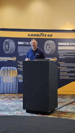 Jonathon Thomas, director, category strategy and planning, said the Goodyear Wrangler Outbound AT is designed for fitment on SUVs and light trucks, such as the GMC Yukon, Ford F-150, Jeep Grand Cherokee and Toyota 4Runner. Jonathon Thomas, director, category strategy and planning, said the Goodyear Wrangler Outbound AT is designed for fitment on SUVs and light trucks, such as the GMC Yukon, Ford F-150, Jeep Grand Cherokee and Toyota 4Runner.