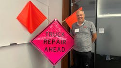 A serious injury to a Best-One commercial roadside tire technician this summer inspired the group to invest in reflective safety signs that can be placed at any work site. Norm Peterson, training and safety facilitator for the Best-One Tire Group, says the group ordered more than 200 of the signs to help alert motorists that a technician is at work. A serious injury to a Best-One commercial roadside tire technician this summer inspired the group to invest in reflective safety signs that can be placed at any work site. Norm Peterson, training and safety facilitator for the Best-One Tire Group, says the group ordered more than 200 of the signs to help alert motorists that a technician is at work.