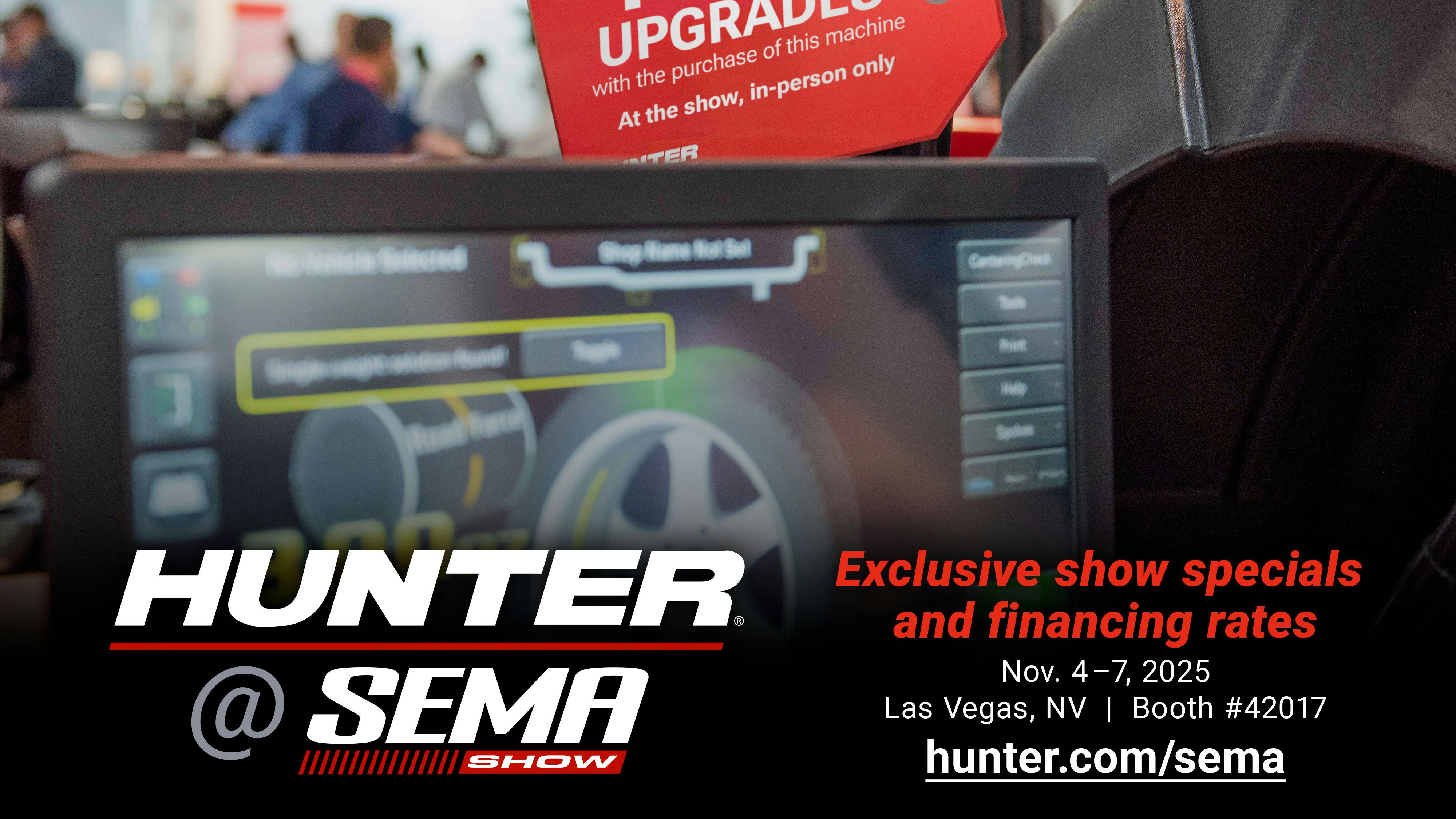 Promotions include several new Hunter products that are debuting at the show, as well as heavy-duty inspection and brake lathe specials, according to officials from Hunter Engineering Co.
