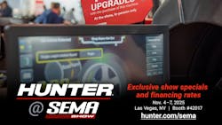 Promotions include several new Hunter products that are debuting at the show, as well as heavy-duty inspection and brake lathe specials, according to officials from Hunter Engineering Co. Promotions include several new Hunter products that are debuting at the show, as well as heavy-duty inspection and brake lathe specials, according to officials from Hunter Engineering Co.