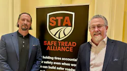 The Safe Tread Alliance (STA) 'is calling for a collaborative approach between industry leaders, government agencies and safety organizations to ensure that tires are safe throughout their usable life, not just when they’re new.' (Pictured are STA co-founders Alex Bebiak, president of the Road Ready Foundation on left and Jamie Ward, CEO of Tire Discounters Inc.)