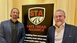 The Safe Tread Alliance (STA) 'is calling for a collaborative approach between industry leaders, government agencies and safety organizations to ensure that tires are safe throughout their usable life, not just when they’re new.' (Pictured are STA co-founders Alex Bebiak, president of the Road Ready Foundation on left and Jamie Ward, CEO of Tire Discounters Inc.) The Safe Tread Alliance (STA) 'is calling for a collaborative approach between industry leaders, government agencies and safety organizations to ensure that tires are safe throughout their usable life, not just when they’re new.' (Pictured are STA co-founders Alex Bebiak, president of the Road Ready Foundation on left and Jamie Ward, CEO of Tire Discounters Inc.)