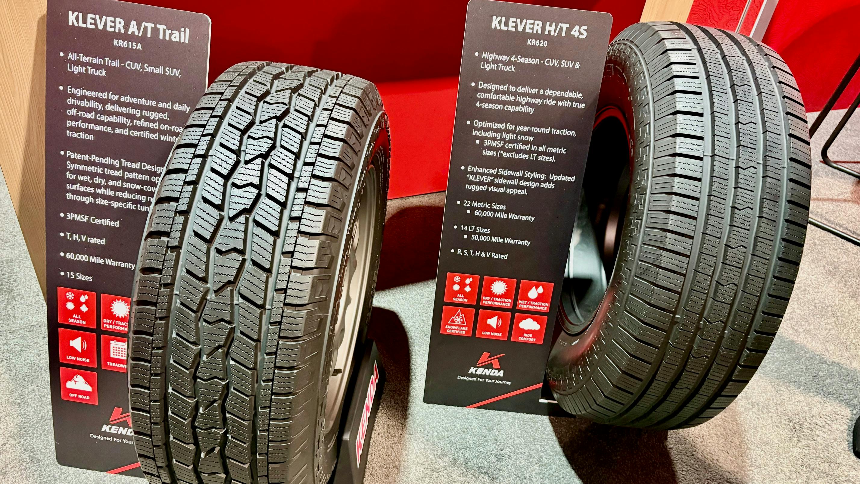Kenda is showcasing the Klever A/T Trail and the Klever H/T 4S, plus several other tires, at this week's SEMA Show.