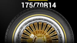 The Custom Built Radial 'showcases our signature Vogue whitewall design accentuated by a gold stripe,' says Kevin Goyak, executive president of Vogue Tyre. The Custom Built Radial 'showcases our signature Vogue whitewall design accentuated by a gold stripe,' says Kevin Goyak, executive president of Vogue Tyre.