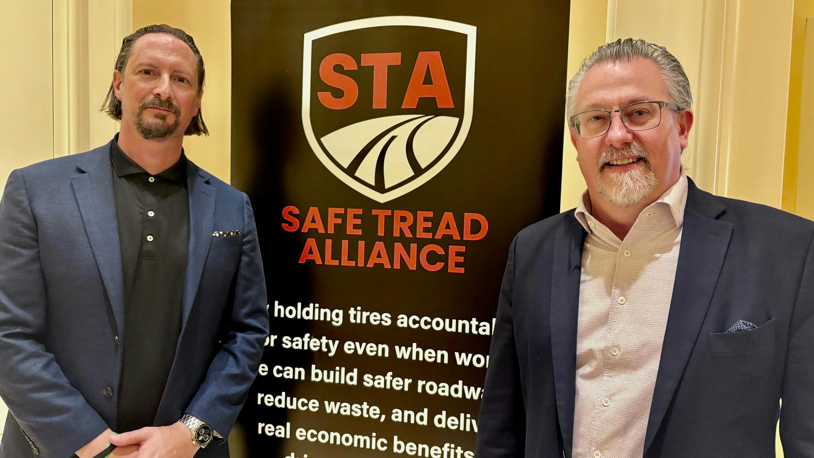 Alex Bebiak, founder of the Road Ready Foundation (left), and Jamie Ward, CEO of Tire Discounters Inc., have formed the Safe Tread Alliance.