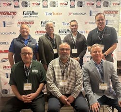Front Row – CTDA Director Billy Eordekian, CTDA President Stepan Boyajian and CTDA Vice President Chris Barry. Back Row – Jimmy Gogan of Tire Tutor; Scott Highfill, 2026 CTDA Hall of Fame Inductee; Nick Montejano of Federated Insurance; and Matt Burrows of Yokohama Tire Corp. Front Row – CTDA Director Billy Eordekian, CTDA President Stepan Boyajian and CTDA Vice President Chris Barry. Back Row – Jimmy Gogan of Tire Tutor; Scott Highfill, 2026 CTDA Hall of Fame Inductee; Nick Montejano of Federated Insurance; and Matt Burrows of Yokohama Tire Corp.