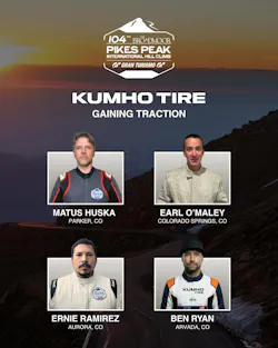 Matus Huska, Earl O’Maley, Ernie Ramirez and Ben Ryan, each based in Colorado, 'have demonstrated strong growth potential through exceptional skill, passion and a fearless approach to the unique demands of racing on America’s Mountain,' say Kumho officials.
