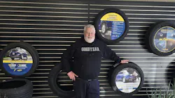 Dan Dorman standing inside Hanson Tire Service Dan Dorman standing inside Hanson Tire Service
