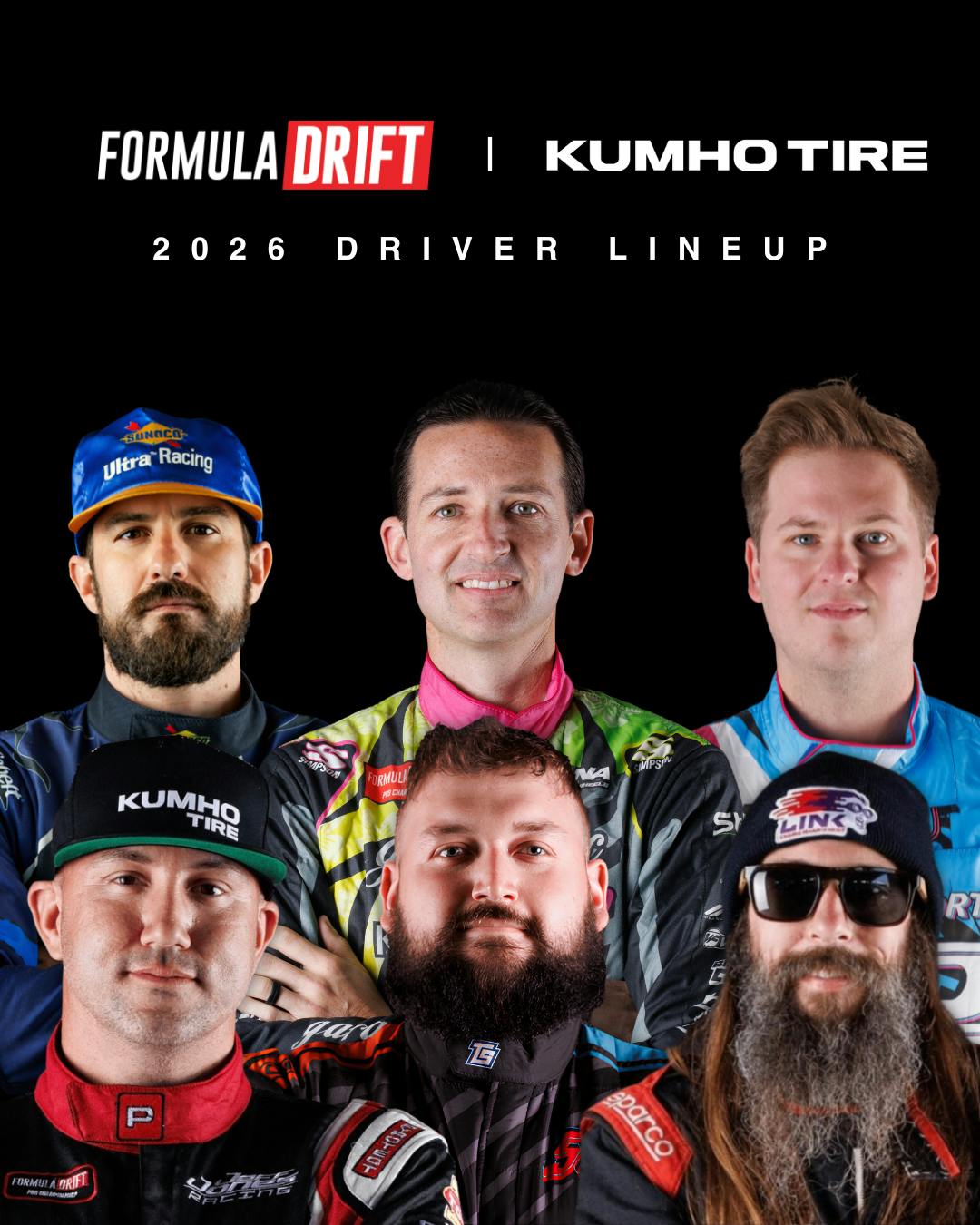 World-renowned drivers Jeff Jones, Andy Hateley, Rome Charpentier, Jack Shanahan, Ryan Litteral and Cody Buchanan will represent Team Kumho this year and drive on Kumho Ecsta V730 tires.