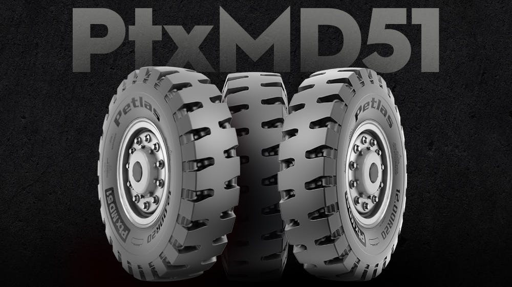 The new PtxMD51 is built to perform in environments 'where wear, impact, and cut risks are consistently high,' say Petlas Tire Corp. officials.