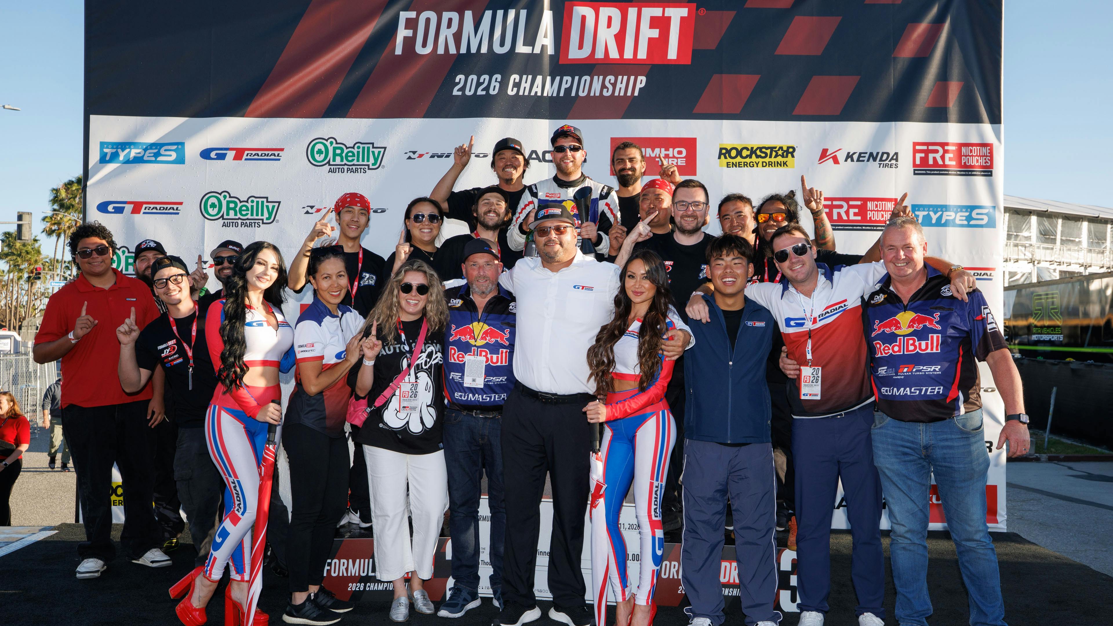 &ldquo;After winning the Tire Cup in 2025 for the second time in three years and placing five drivers in the top 10, we were thrilled to open the 2026 Formula DRIFT season with Conor Shanahan and the Red Bull/GT Radial/JYR team atop the podium at Long Beach,&rdquo; said Mike Meeiem, GT Radial's motorsports manager.