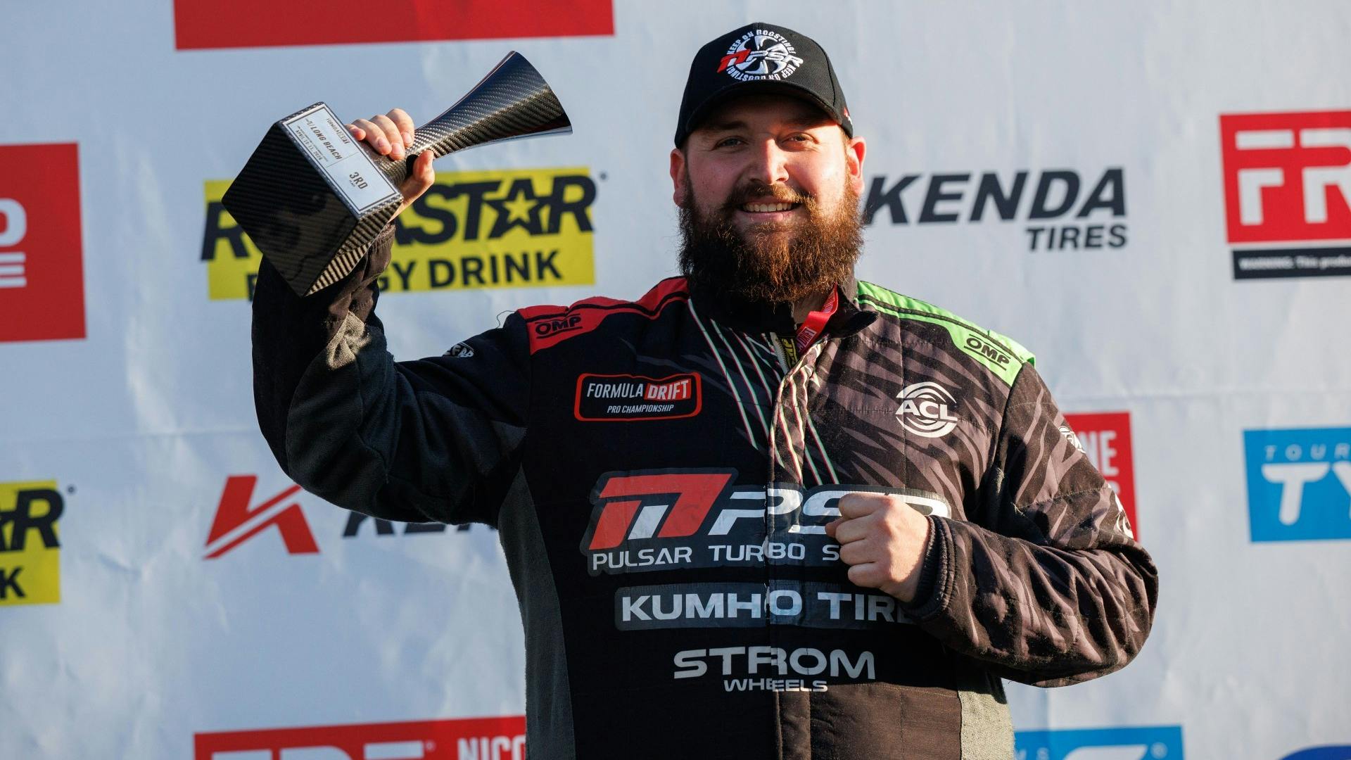 Racing on Kumho Ecsta V730 tires, Jack Shanahan placed third at round one of the Formula DRIFT PRO Championship on Saturday, April 11.