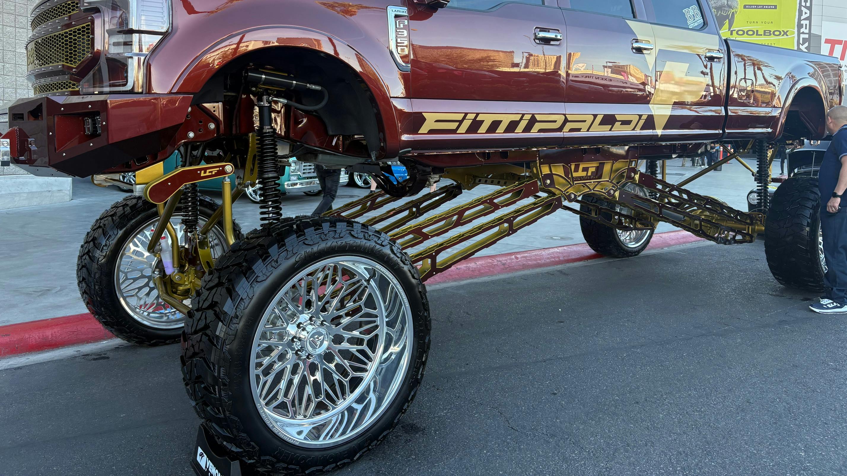 The modification shown in this photo, taken at the 2025 SEMA Show, could fall under the category of 'Just because you can do something doesn't mean you should do it,' especially is drivability and safety are concerns.