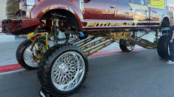 The modification shown in this photo, taken at the 2025 SEMA Show, could fall under the category of 'Just because you can do something doesn't mean you should do it,' especially is drivability and safety are concerns.