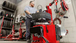 When changing a big tire and wheel assembly, haste makes waste, according to Jim Hudson, product manager, tire changers, Hunter Engineering Co. His advice to techs? 'Slow down.' When changing a big tire and wheel assembly, haste makes waste, according to Jim Hudson, product manager, tire changers, Hunter Engineering Co. His advice to techs? 'Slow down.'
