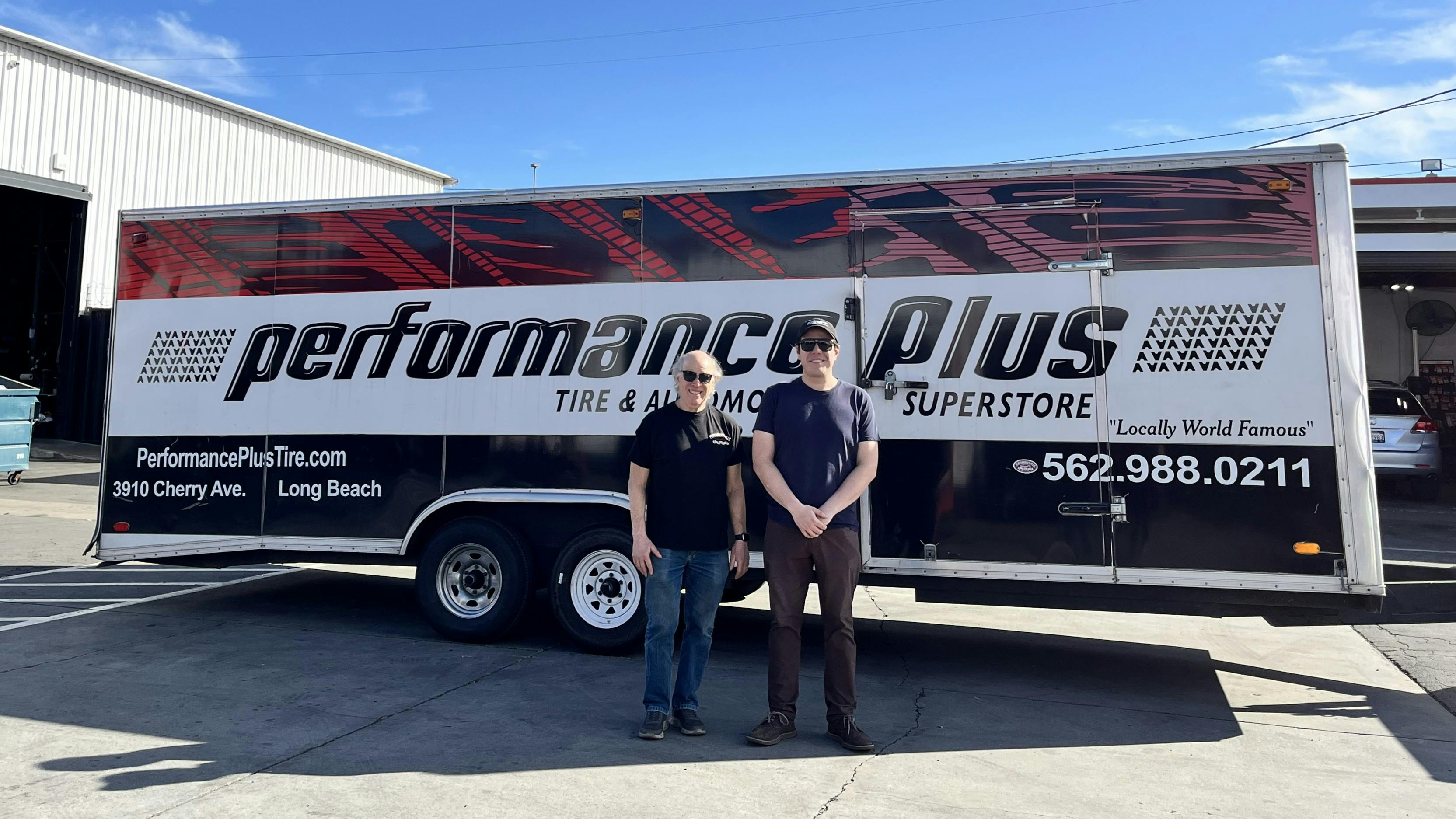 Hank Feldman (left), president of Performance Plus Tire, and his son, Dennis Feldman (right), the company's vice president, continue their family's legacy of providing classic tire and wheel services.