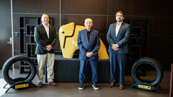 Wai Yeen Phang (center), CEO; Michael Markoff (right), executive vice president, sales and marketing; and David Poling (left), vice president, R&D and technical lead Giti Tire's U.S. operations. Wai Yeen Phang (center), CEO; Michael Markoff (right), executive vice president, sales and marketing; and David Poling (left), vice president, R&D and technical lead Giti Tire's U.S. operations.
