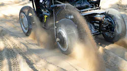 Outpost's Pegasus Lunar Terrain Vehicle will ride on tires supplied by Goodyear Tire & Rubber Co. Outpost's Pegasus Lunar Terrain Vehicle will ride on tires supplied by Goodyear Tire & Rubber Co.