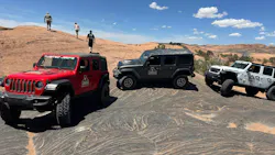 Tireco's Milestar dealers and distributors took in the desert views of Moab while climbing rocks and hills on the company's off-road tires. Tireco's Milestar dealers and distributors took in the desert views of Moab while climbing rocks and hills on the company's off-road tires.