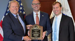 Jonathan Morrison, administrator of the National Highway Traffic Safety Administration (pictured, center), recently received the TIA Leadership Award.